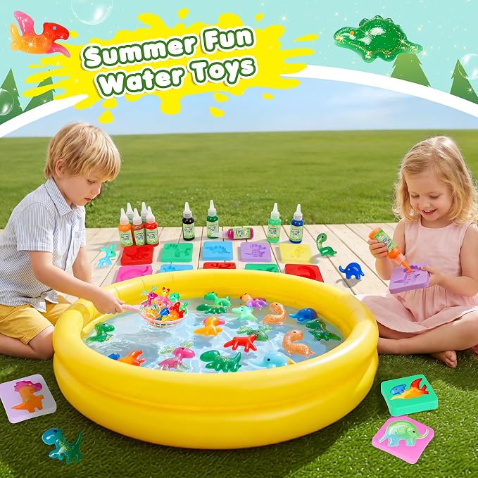 Aqua Fairy Water Gel Kit - Magic Water Elf Toy Kit - Water Pets - Dinosaurs DIY Squishy Maker Set - 12 Gels & 10 Molds - Make Your Own Squishies Sensory Toys - Water Toys - Gifts for Kids Ages 4+