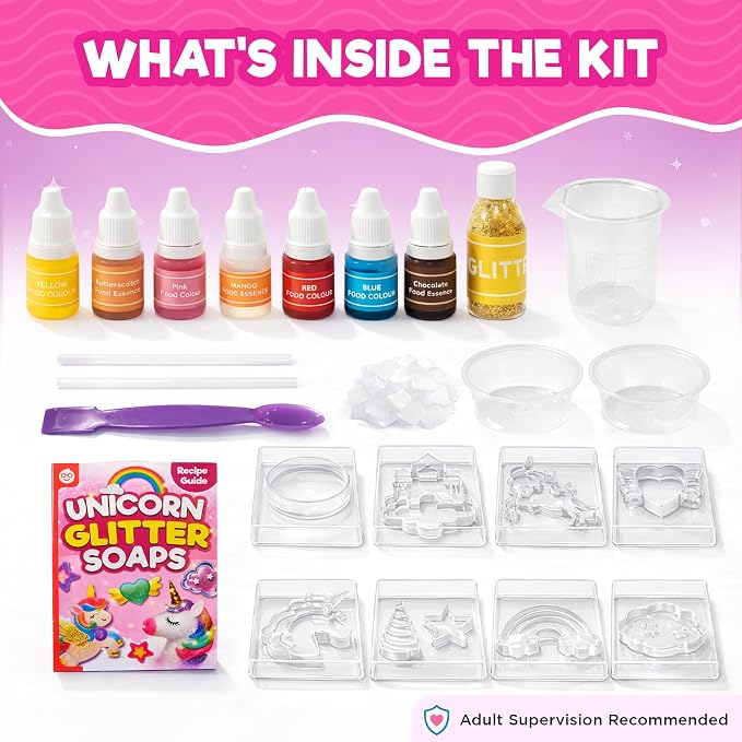 Doctor Jupiter Unicorn Glitter Soap Making Kit for Kids Ages 6+ | Unicorn Toys, Birthday Gift Ideas for Girls 6,7,8,9,10 Year Olds, Science Kits for Kids Ages 5-7-8-12, STEM Toys, DIY Craft