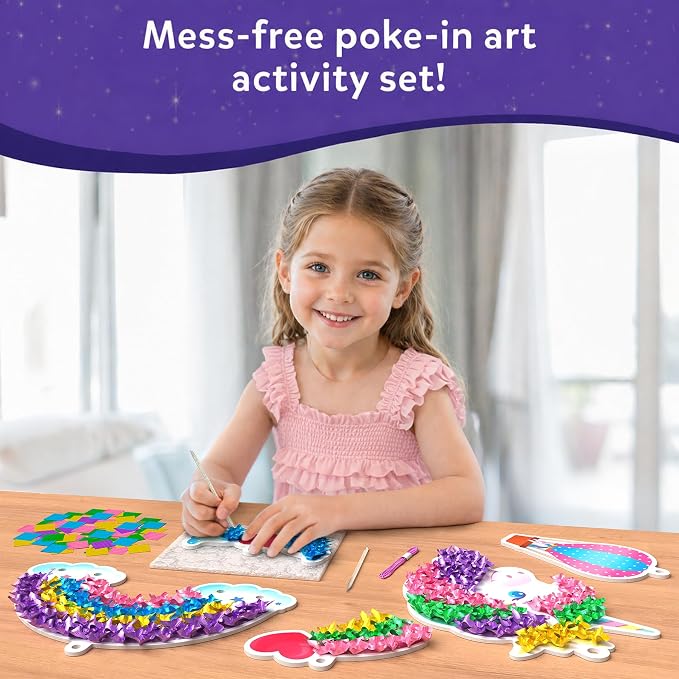 Skillmatics Poke-in Art – Magical Unicorns, Wood Craft Kit, Gift for Kids | Dream Decor, DIY Mess-Free Fun, Fine Motor Skills for Kids, Screen-Free, Travel Activity, Boys & Girls Ages 4, 5, 6, 7, 8, 9