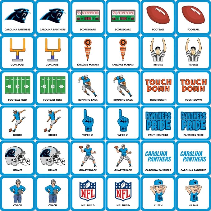 MasterPieces Sports Games - Carolina Panthers NFL Matching Game - Game for Kids and Family - Laugh and Learn