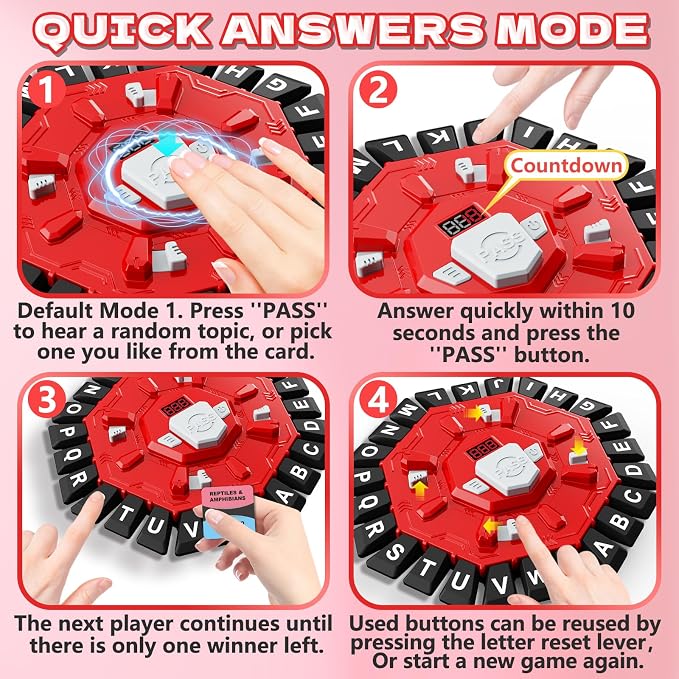 Word Game Family Board Game with Digital Display Timer for Kids and Adults | Fast-Paced 24-Letter Word Game with 2 Modes & 35 Cards for Family Game Nights and Parties, Ages 3 & Up, 2-8 Players
