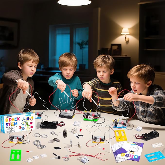 STEM Toy Science Kits, 8 Set Electric Circuit Boy Crafts for Kids Age 8-12 | Bulk STEM Kits for Kids Age 8-10 12-14 10-12 Gift Ideas, Engineering Experiments Activities Projects Buzz Wire Maze Game