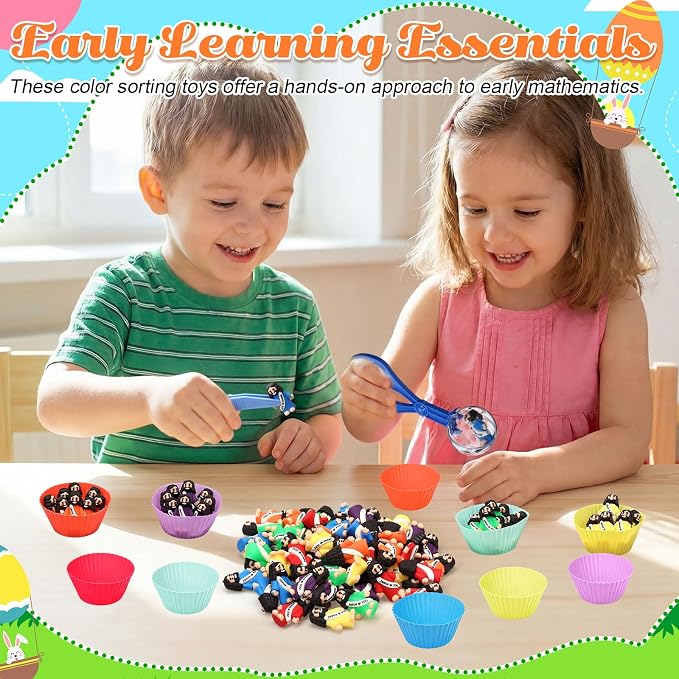 74 Pcs Counting Sorting Toys Fine Motor Skills Handy Scooper Set Sensory Bin Fillers Includes 60 Little Jesus Figures 6 Tweezers 2 Scissors Clips and 6 Colorful Cups for Early Education