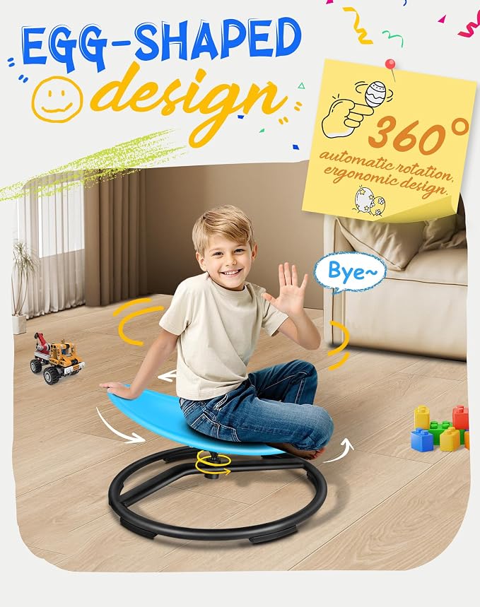 FERUERW Spinning Chair for Autistic Kids, Autism Sensory Products | Sensory Toy Gifts for Children with ADHD/Autism, 220LBS Weight Capacity, Training Body Coordination, 3+ Years (Blue)