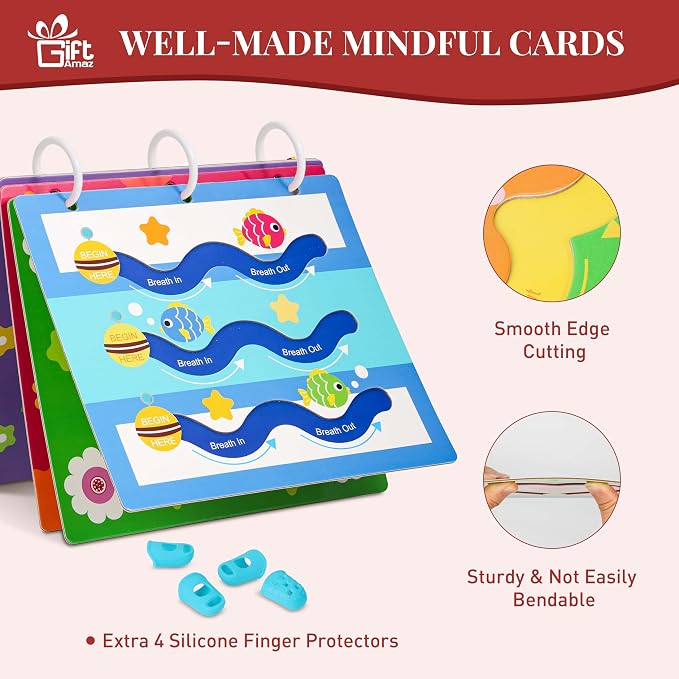 GiftAmaz Mindful Maze Boards, Textured Calming Toys for Kids | Finger Path Breathing Board, Calming Corner Item Social Emotional Learning, Mindful Sensory Cardboard Box for Kid 3+