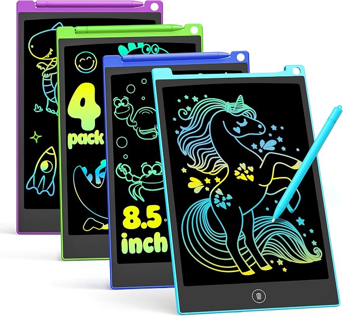 TECJOE 4 Pack LCD Writing Tablet, 8.5 Inch Colorful Drawing Board, Kids Travel Games Activity Learning Toys, Birthday Gifts for 3-8 Year Old Boys Girls Toddlers Preschooler | Colorful Doodle Board, Travel Road Trips Essential, Quiet Time, Learning Toys...