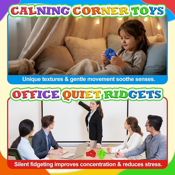 6Pack Fidget Silicone Sensory Toys for Kids Flip Cube with Textures | Quiet Small Fidgets for Classroom Focus,Stress Relief Toys for Autism ADHD Calm Down, Non-Toxic Durable Desk Fidgets Home
