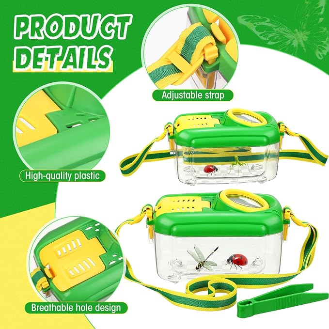 Halloscume 4 Sets Bug Catcher for Kids Insect Catching Kit, Green