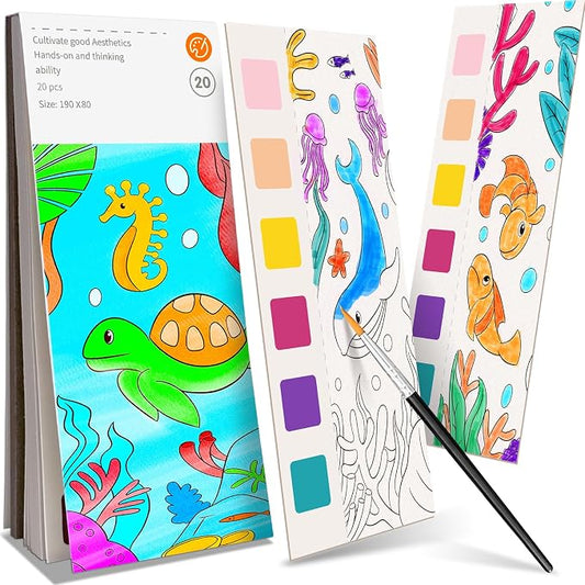 ZHOC Paint with Water Coloring Books for Kids, Pocket Mess Free Watercolor Painting Sets for Kids Ages 3 4 5 6 7 8+, Water Color Paint Set Arts and Crafts Gift for Boys Girls, Oceans