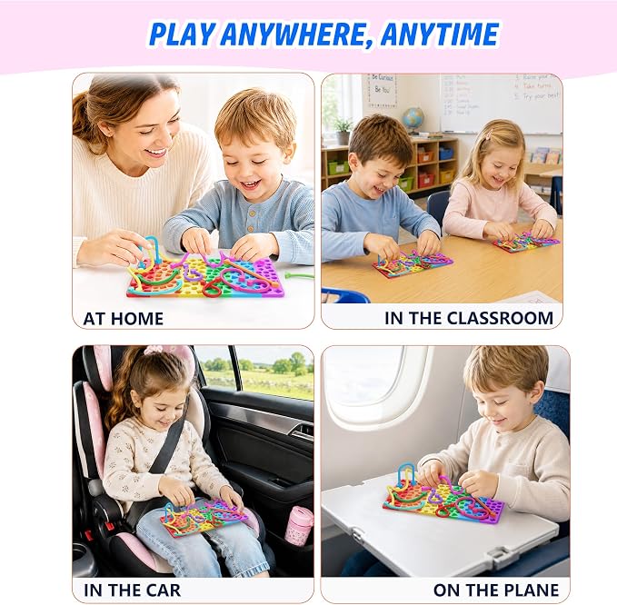 Sensory Activity Board, Fidget Toys for Kids & Adults with Shape Matching, Quiet Busy Board for Travel, Airplane, Car & Classroom, Calming Sensory Toy for Focus & Relaxation, Autism & ADHD Support