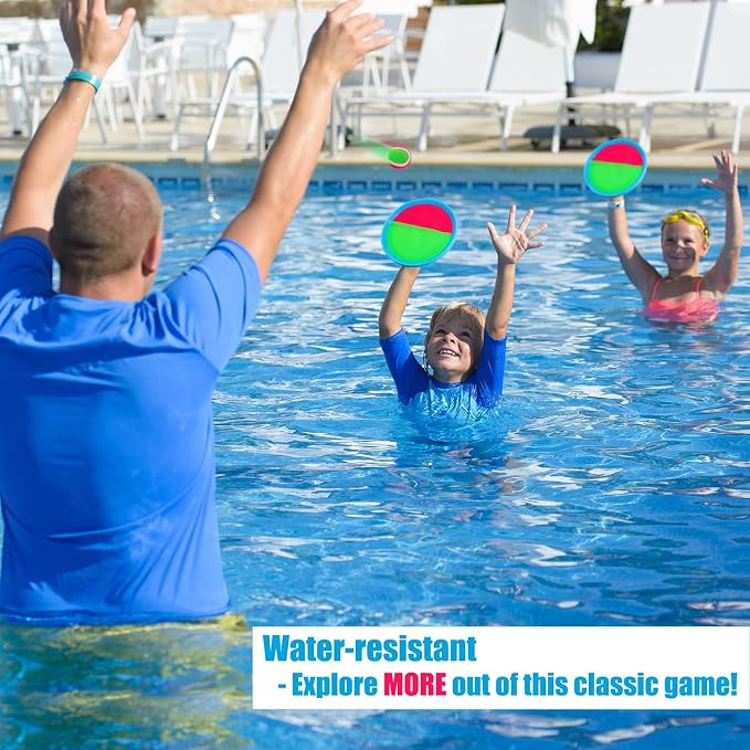 Toss and Catch Ball Set Boys Toys Outdoor Toys Yard Games Outside Games Beach Toys for Kids Ball and Catch Game with 4 Paddles and 4 Balls [Upgraded Version] | Water Resistant, Outdoor Beach Pool Yard Toys for Kids, Boys And Girls Ages 3-12, Birthday, ...
