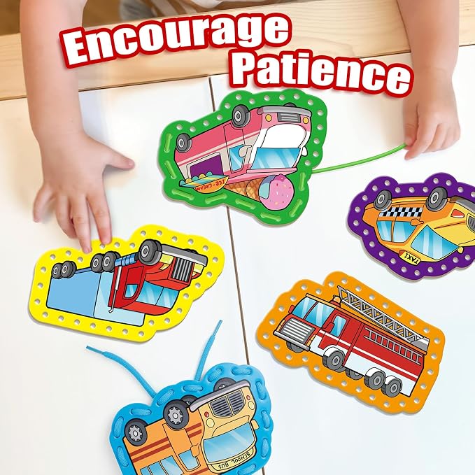 Lacing Cards,Sewing Kit for Kids,Fine Motor Toys,Classroom Must Haves | Shoe Tying Practice, Manipulatives for Preschoolers,Homeschool Supplies,Preschool Learning Activities,Toddler Crafts