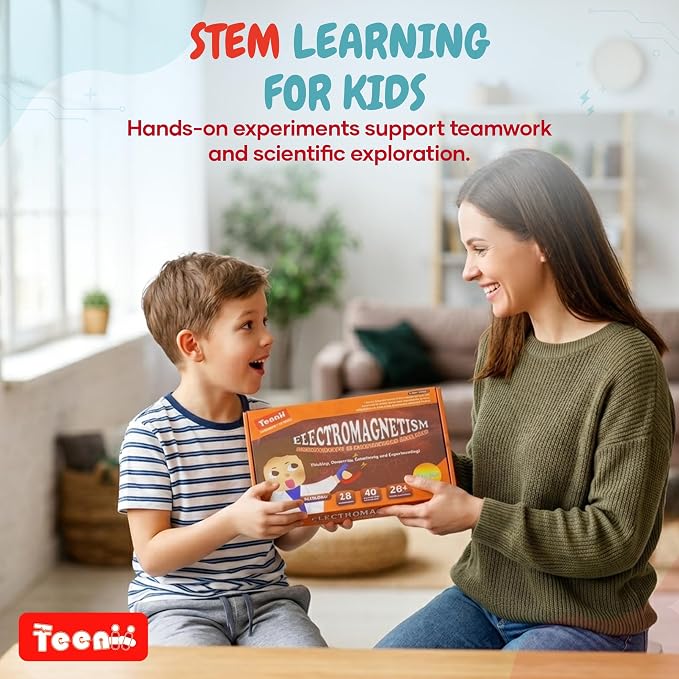 Teenii Electricity and Magnetism Kit for Kids, STEM Science Experiments with Electric Circuits, Educational Physics Toy, Science Discovery Game for Boys and Girls 8+, 50 Pieces