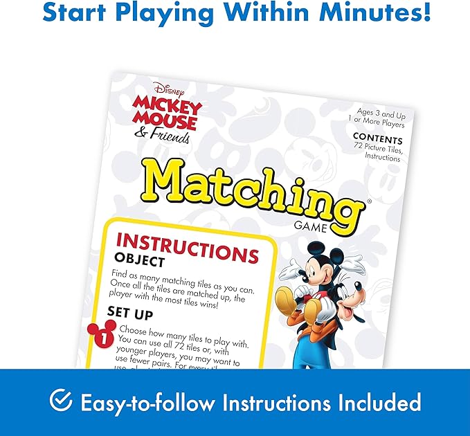 Wonder Forge Mickey Mouse Matching Game - Fun and Educational Disney Memory Card Game for Toddlers, Kids, Boys and Girls Ages 3-5 - Develops Focus, Analysis, and Learning Skills