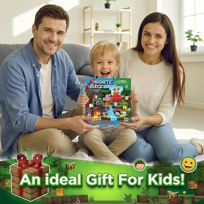 Magnetic Building Blocks STEM Toy Magnet Cubes for Kids 4-12 | Magnetic Cubes, 0.8 inches Building Blocks, Christmas Birthday Gifts for Kids Boys Girls Rock Forest-200pcs