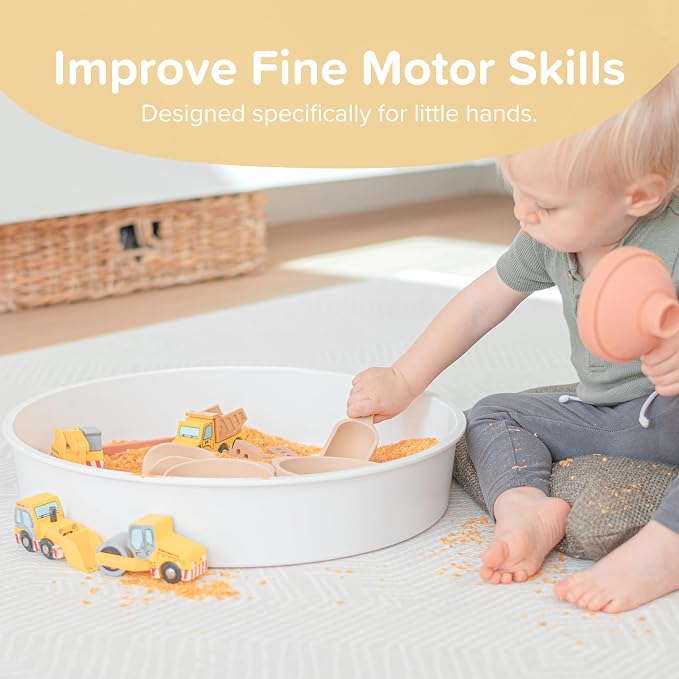 4 x Natural Mini Scoops for Messy Play | Kids Silicone Sensory Scoops | Kids Scoops Sensory Play | Messy Play Mud Kitchen Accessories | Suitable for 10 Months Plus | Tuff Tray Accessories