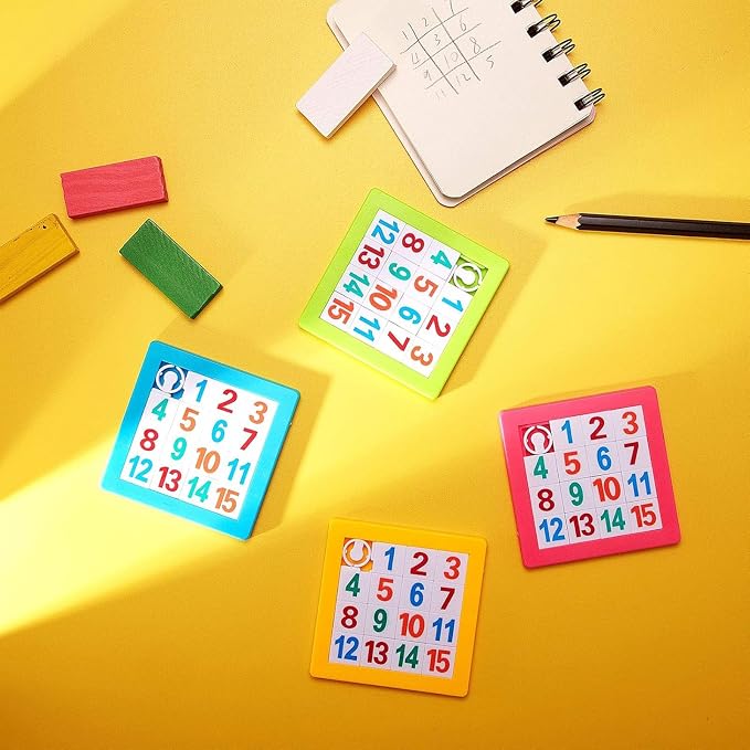 Sumind 8 Pieces Slide Puzzle for Kid 15 Number Puzzle Slide Game Logic Toy | Colorful Plastic IQ Blocks Toys, Logic Game, Brain Teaser Funny Game, Brain Training Puzzle for Boys Girls Kids Adults