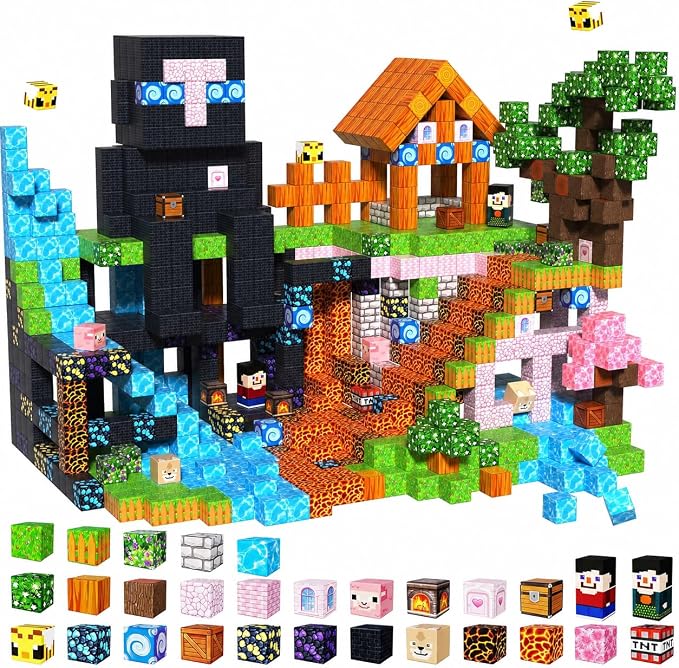 GraceDuck Magnetic Blocks - 200 PCS Build Dark Adventure Forest Castle - Magnetic Toys for Montessori Toddler Christmas Birthday Gifts STEM Sensory Toys for 3 4 5 6 7 8 9 10 Year Old Boys & Girls