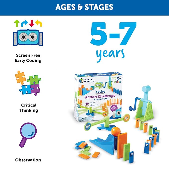 Learning Resources Botley the Coding Robot Action Challenge Accessory Set | Chain Reaction Game. STEM Robot Accessory Pack for Coding Robots, Ages 5+