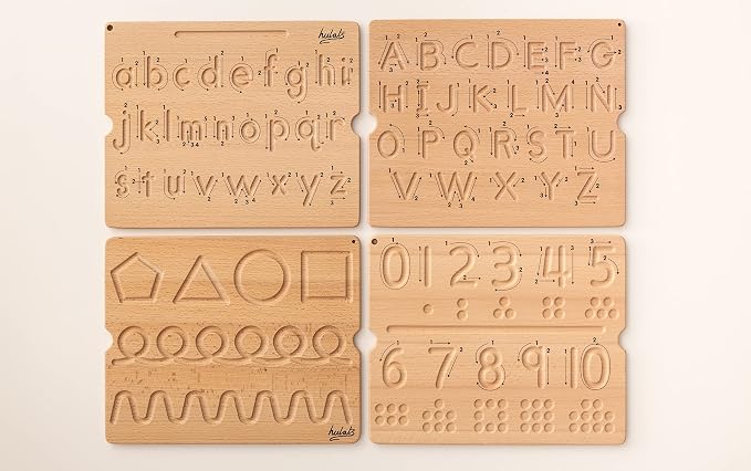 Learn to Write: Wooden Letter Tracing Board Set Ages 3-5 | Deep Grooved Handwriting Practice, Montessori toys for 3+ year old, alphabet and number tracing set with arrows