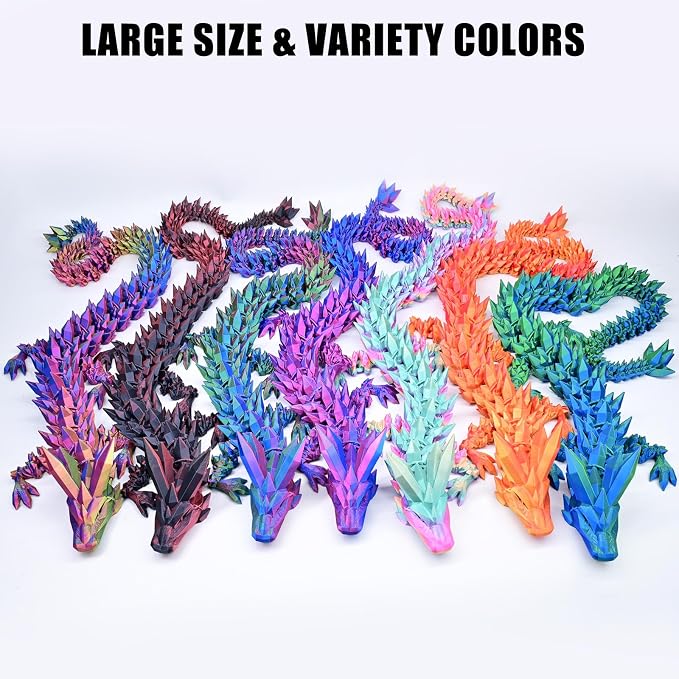 30 Inch Large 3D Printed Dragon 76cm Long Fidget Toy Gift Decor | Flexible Giant Articulated Dragon Toy, Home Desk Decoration, Birthdays Christmas Gift for Kids Boys Girls Adults, Red Gold