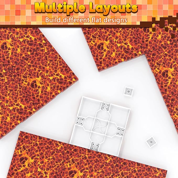 8PCS 4" x 4" Magnetic Building Block Base Plates for Kids, Strong Grip Magnetic Tiles Base Compatible with Most Popular Magnetic Blocks & Cubes, STEM Educational Toys for Boys Girls Ages 3+ (Lava)