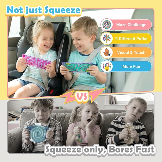 LESONG Sensory Fidget Toys for Kids: 9 Pack Squishy Gel-Filled Sensory Maze for Autism Calming - Fidgets Bulk for Classroom Calm Down Corner School Prizes - Travel Toys for Car Road Trip Airplane