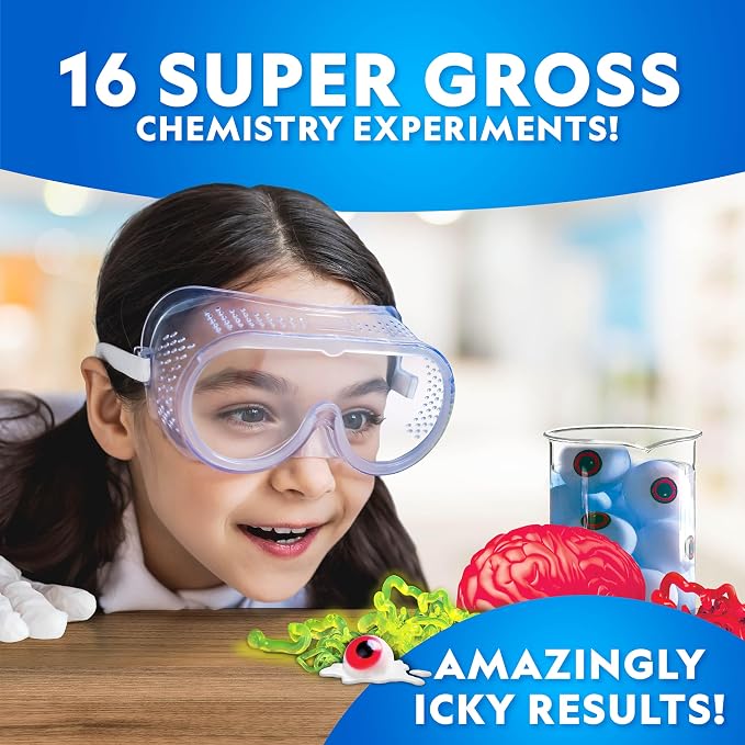 National Geographic Gross Science Kit Chemistry Toy for Ages 8-12 | Brain Dissection, Boiling Boogers, Gooey Guts and Slime, Gross Chemistry Experiments, STEM Projects, Birthday Gift