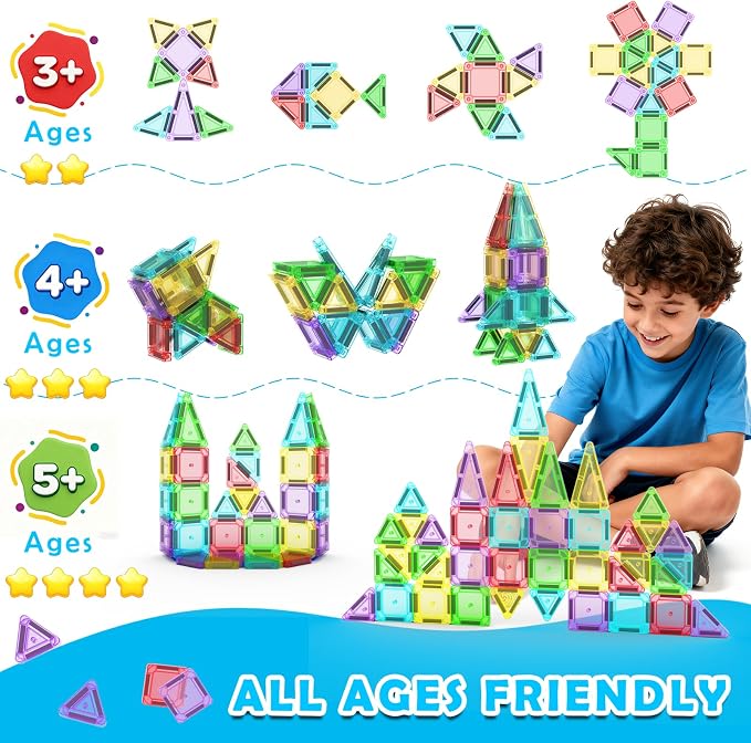 Mini Magnetic Tiles Travel Set with Case 30pcs, Magnet Travel Toys | Portable Mini Size Magnetic Tiles for Kids Ages 3-5 4-8 Boys Girls, STEM Magnet Toys for Outdoor, Gifts for Toddlers
