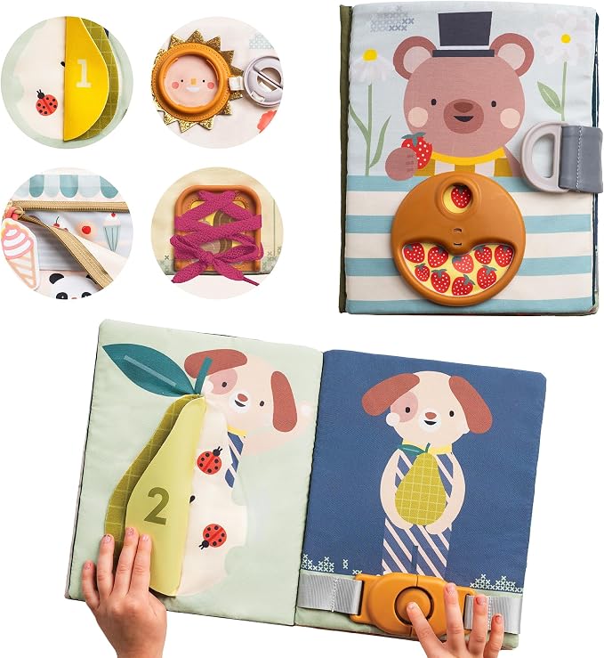 Taf Toys Busy Book for Toddlers 1-3 - Montessori Activity with 15 Interactive Activities - Opposites Theme - Baby Quiet Pages for 1 Year Old - Birthday Gift for Boys and Girls