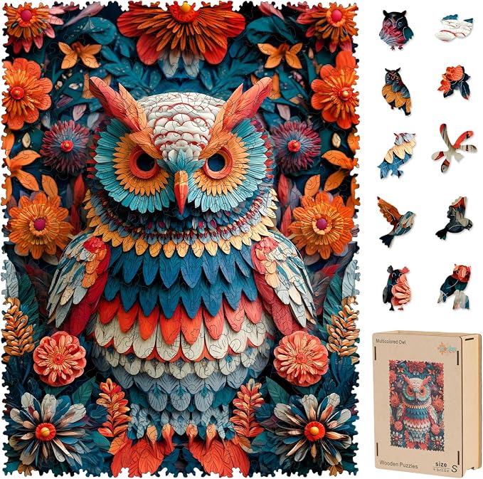 MEATRN Wooden Puzzles for Adults, 515 Pieces Owl Wood Puzzles | Forest Wildlife Animal Theme Jigsaw Puzzles, Relaxing Family Game & Creative Gift, 13.4x17.7in