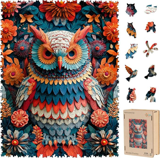 MEATRN Wooden Puzzles for Adults, 515 Pieces Owl Wood Puzzles | Forest Wildlife Animal Theme Jigsaw Puzzles, Relaxing Family Game & Creative Gift, 13.4x17.7in