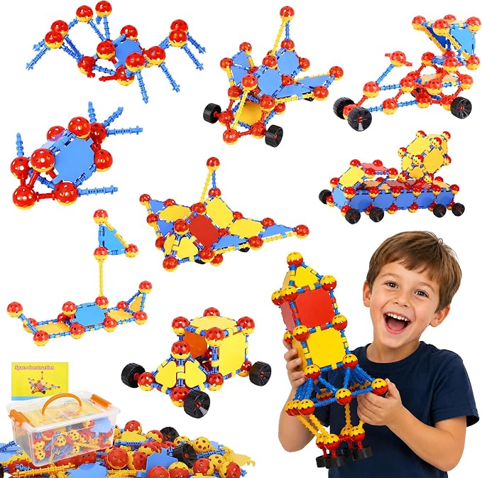 160 Pcs STEM Building Toys for Kids,Educational Engineering Blocks Kits for 4 5 6 7 8+ Year Old Boys & Girls with Storge Box,Learning Toys Sets & Birthday Gift for Toddlers