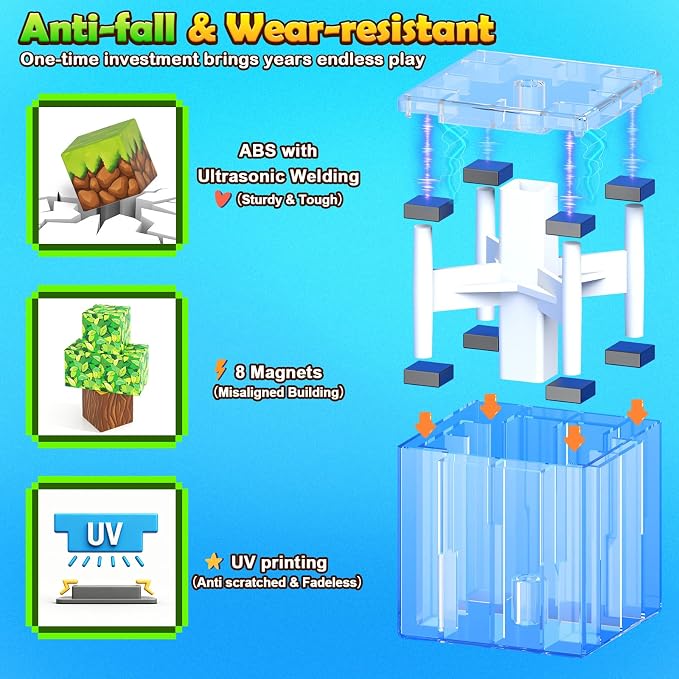 200PCS 0.8" Magnetic STEM Building Blocks Creative Fun for Kids Boys Girls | Mine Magnet World Building Crafts, Sensory Toys Learning Game for Kids Ages 3-5 5-7 8-12 Year Old - Garden Wonderland Playset