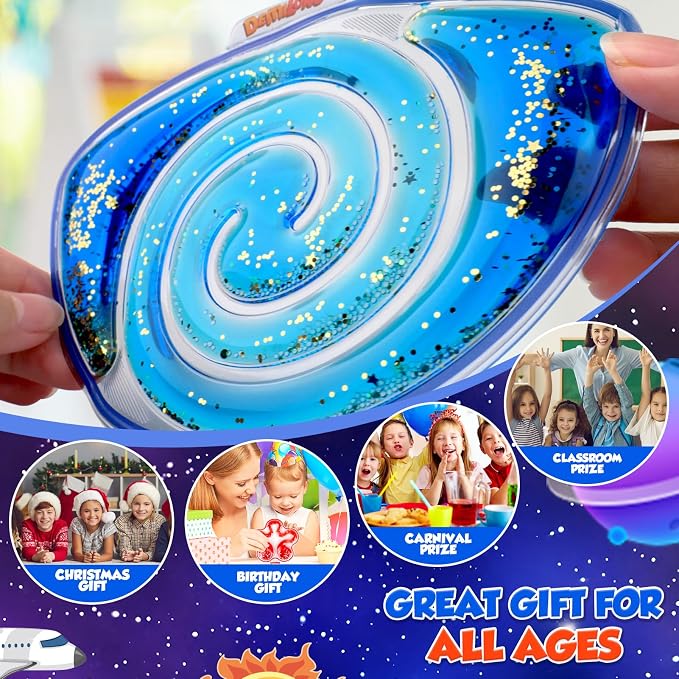 Squishy Sensory Toys for Kids: 4 Pack Fidget Sensory Maze for Autism | Stress Relief Toys for Calm Down, Squeeze Fidget Toy Filled Goo, Glitter, Prizes for Kids Classroom, Goodie Bags Stuffers
