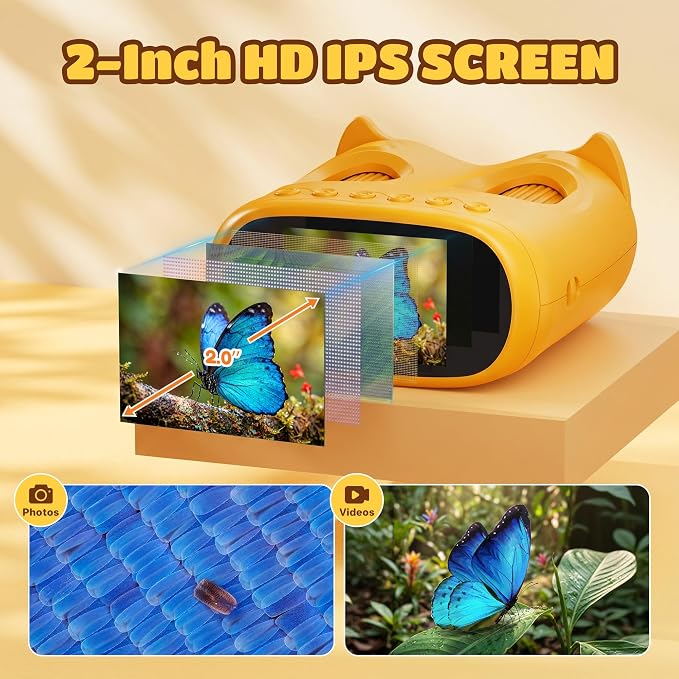 1000X Digital Microscope for Kids Handheld: 2-in-1 Binoculars Portable STEM Toy - Birthday Gift for Boy Girl - Science Kits 10X Magnifying Glass Telescope for Age 3-8 8-12 USB Gadget