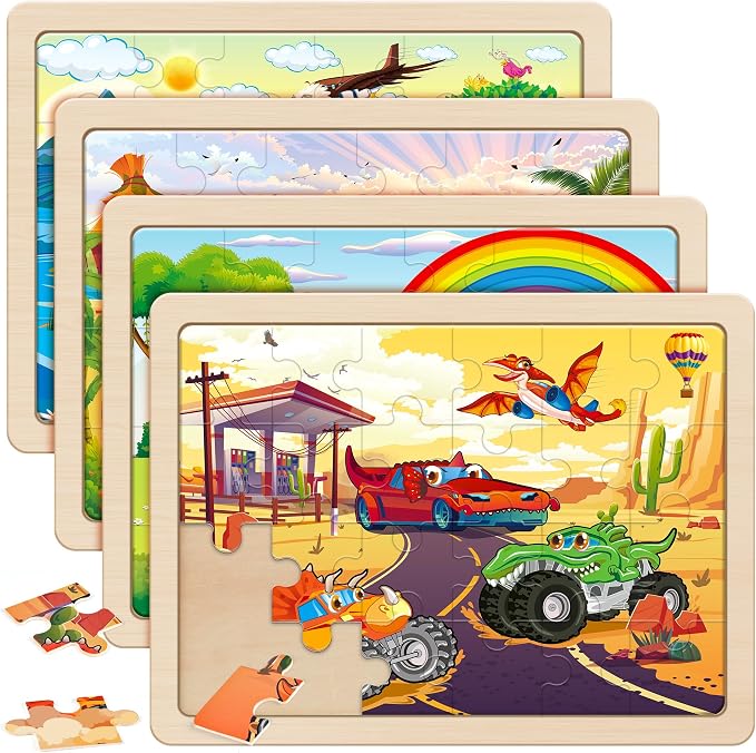 SYNARRY Large Wooden Monster Truck Puzzles for Kids Ages 4-6, Kids Gifts | Monster Truck Puzzles for Kids Ages 3-5, Birthday Gifts for Boys & Girls, Educational Monster Truck Toys, Screen-Free Play