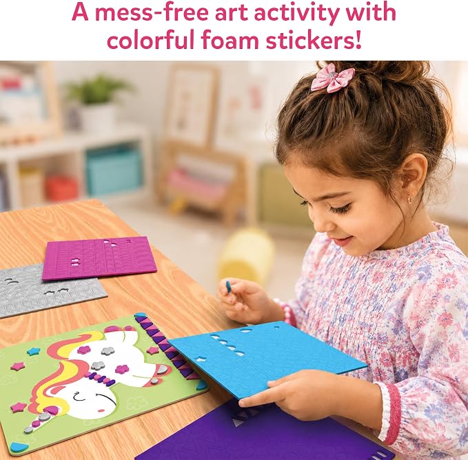 Skillmatics Fun with Foam Craft Kit – Unicorn & Princesses, Gift for Kids | 3D Foam Stickers, Travel Toy, Mess-Free Fun for Girls & Boys, DIY Felt Craft Kits for Ages 3, 4, 5, 6, 7