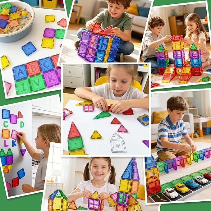 Magnetic Tiles Starter Set - Classroom Must Haves STEM Toys for Kids Age 3+ | Magnetic Blocks for Toddlers, Magnet Building Toys, Kids Toys, Durable and Compatible, Preschool Montessori Learning Games