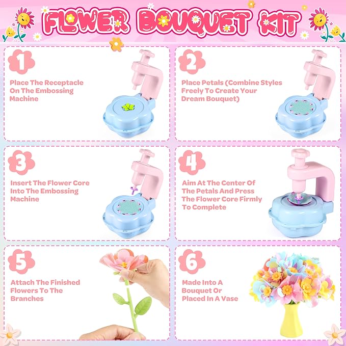 Kids Crafts, Arts and Crafts for Kids 4-6, Craft Kits, Frozen Toys, Fabric Flower Bouquets Toys, 6 Year Old Girl Birthday Gift, 8 Year Old Girl Birthday Gift, Christmas Gifts Halloween Crafts