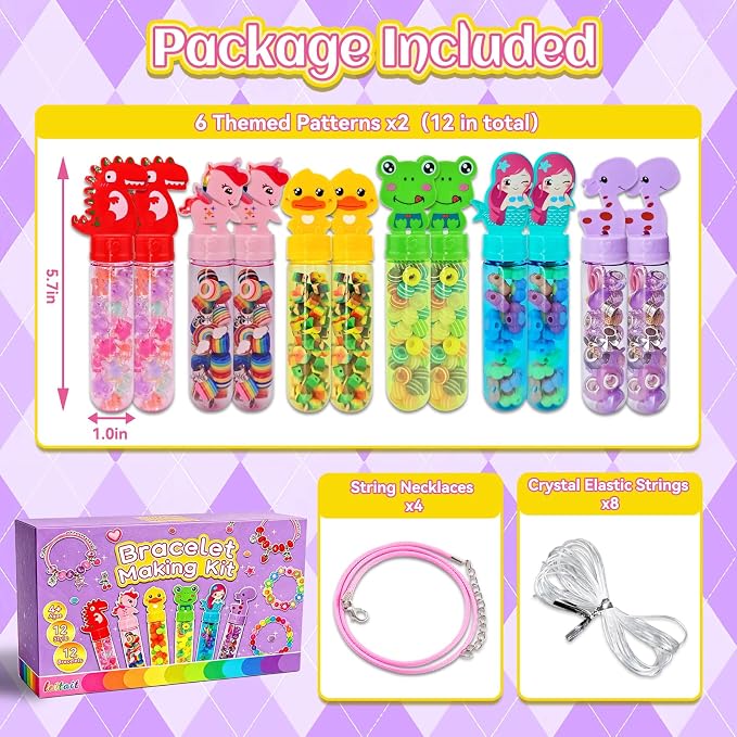 leitait 12 Pack Bracelet Wands,Charm Bracelet Jewelry Making Kit,Arts Crafts for Kids,Unicorn Party Favors Supplies,Goodie Bags Stuffers,Classroom Prizes,Birthday Gifts for Girls Ages 4-8 Years Old