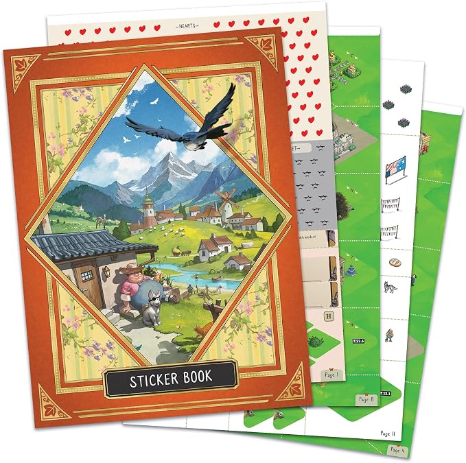 Asmodee Cozy Stickerville Board Game | Narrative Strategy Game of Village Building & Storytelling, Family Fun for Kids & Adults, Ages 8+, 1-6 Players, 30 Mins