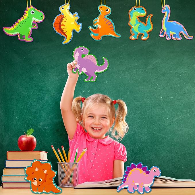 10 Pcs Kids Lacing Cards Double Sided Animal Sewing Cards Kits 10 Styles Lacing Toy Crafts for Toddler Ages 6+ Developing Imagination Preschool Learning Activity Supplies(Dinosaur Style)