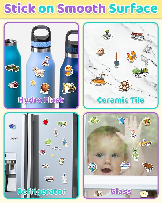 Benresive Reusable Sticker Book for Toddlers, Stickers for Kids, Travel Toy | Toddler Toys, Boys Girls Birthday Gifts, Airplane & Road Trip Essentials Kids, No Mess Waterproof Toddler Crafts Activities