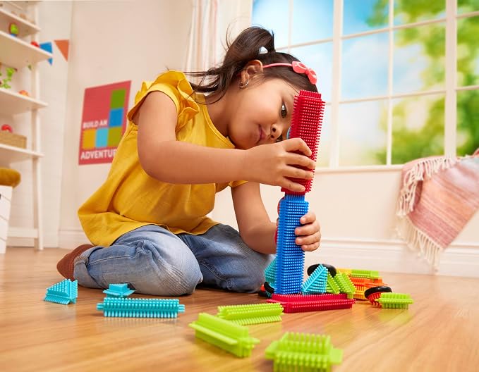 Battat Bristle Blocks Basic Builder Box, Interlocking Building Toys | 36-piece Bristle Blocks playset with functional wheels, soft edges, smooth surfaces, easy-connect bristles, 2+ Years