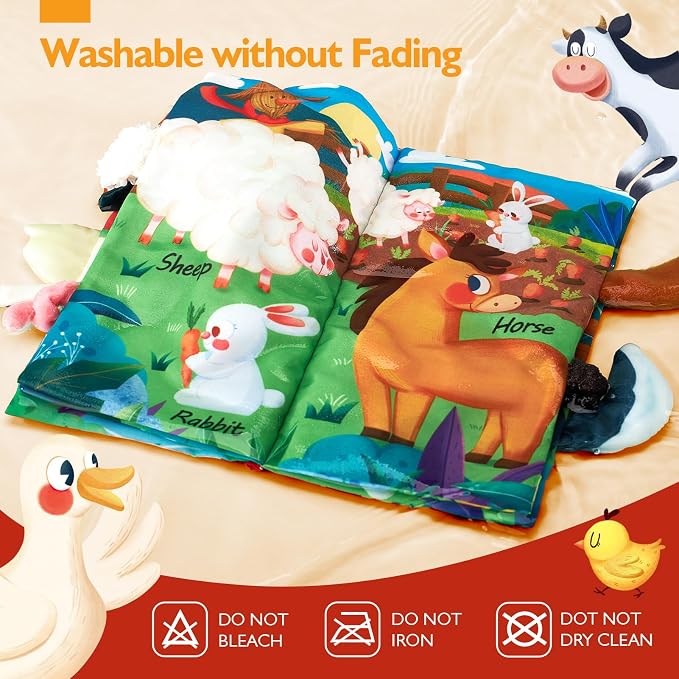 hahaland Baby Books 0-6 Months, Infant Tummy Time Sensory Toys | Touch Feel Book Gifts for Boy Girl 0-3-6-12 Month Baby Shower Birthday Easter Basket Stuffers 1PCS