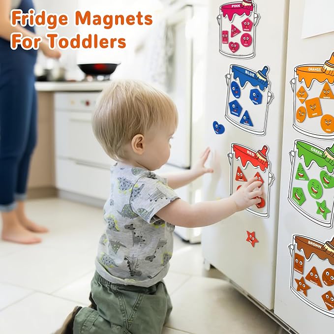 Magnetic Color Sorting Set, Magnetic Shapes & Colors Sorting Toys for Toddlers, Magnetic Colors for Fridge, Color Recognition Toys Homeschool Materials Kindergarten Must Haves