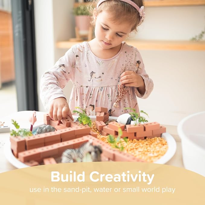 25 x Mini Bricks for Kids Construction | Silicone Tiny Bricks for Play | Kids Bricks For Small World Play | Sensory Play Small World Toys | Suitable for 2 years Plus | Tuff Tray Accessories