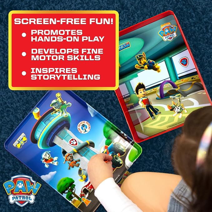 Paw Patrol Magnetic Playset, 75 Mix & Match Dress Up Magnets, 2-in-1 Storage Tin & Play Space, Fun Paw Patrol Toy for Kids 3 & Up, Great Travel Activity for Kids and Toddlers, Paw Patrol Activities