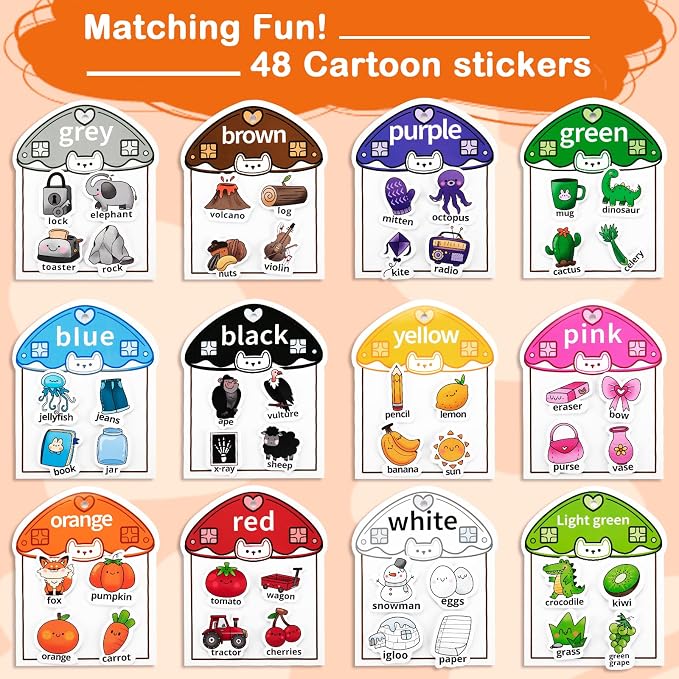 NAHSHON Montessori Busy Book Color Sorting Learning Toys for Kids 3-5 | Preschool Learning Activities Educational Sorting Toys for Kids 3 Year Old, Autism Sensory Fine Motor Matching Games